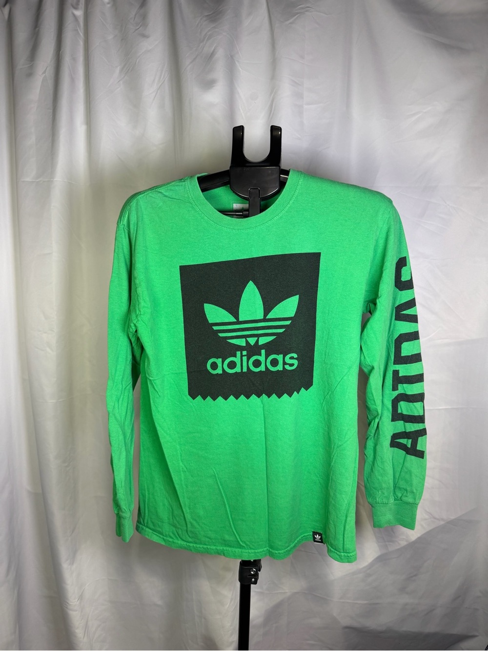 adidas Green Long Sleeve Trefoil Tee with Black Logo